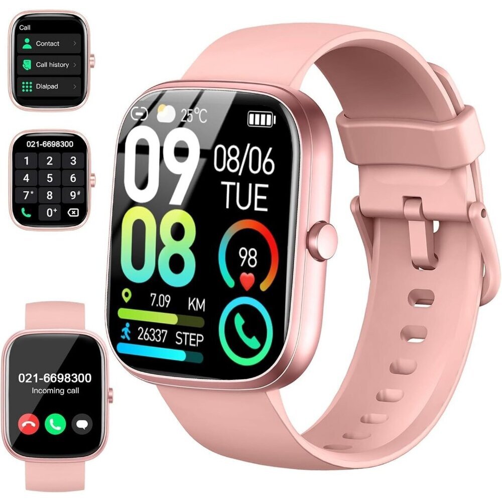 Men's Gold Pink Fitness Activity Tracke with Pedometer Comfortable Smartwatch